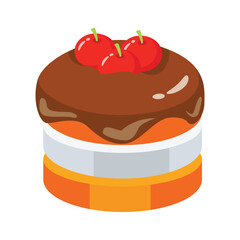 Chocolate cake icon designed in 3d style