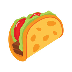 An editable 3d icon of taco tortilla wrap