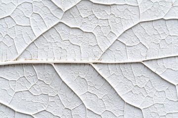 Fototapeta premium Close-up of a White Leaf's Veined Texture