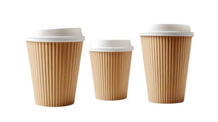 stylish brown paper coffee cup isolated on transparent background