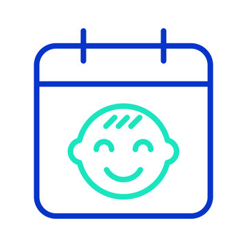 blue calendar with baby face clip art preview