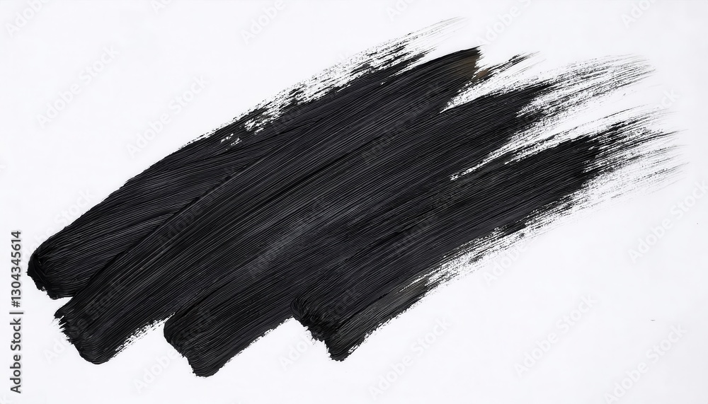 Poster expressive black brushstroke on white background, abstract artistic texture with bold strokes, perfe