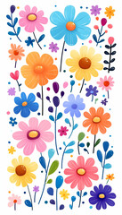 Colorful floral bouquet illustration on white background