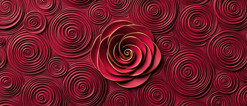 Elegant red rose with abstract swirl patterns on textured background, Abstract swirl roses illustration backgrounds textured For Wedding and Engagement