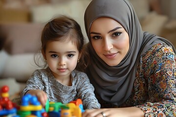 Mother and Daughter Playing Indoors