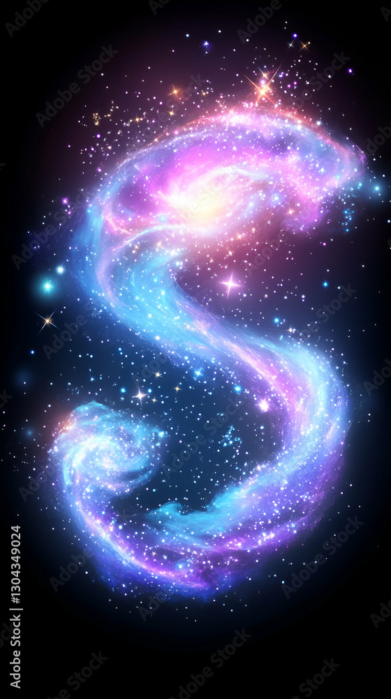 Poster cosmic nebula s-shape in deep space