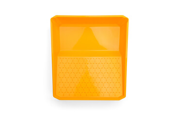 Yellow roller tray isolated on white background.