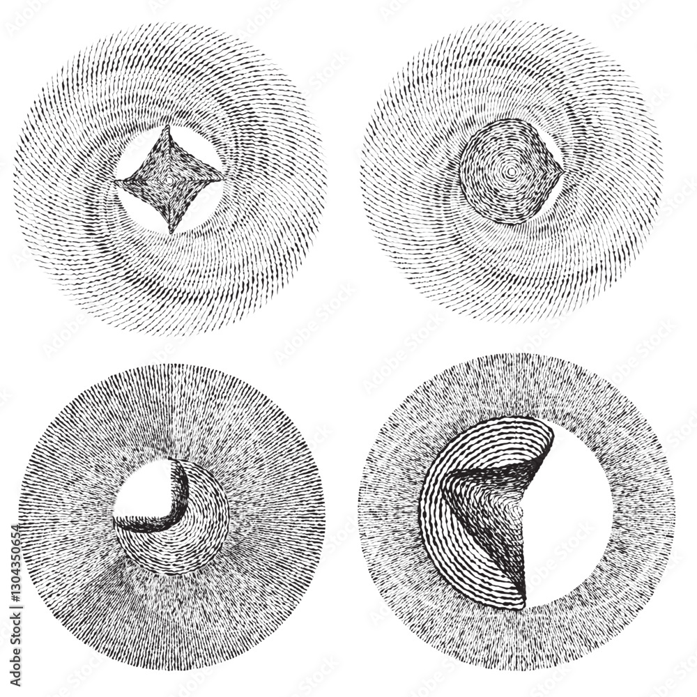 Poster rough lines in circle form . rotate rounded shape vector illustration .rotating circles form a ring.