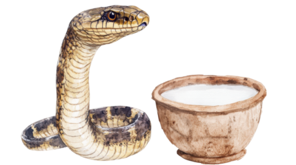 watercolor illustration of a cobra snake isolated on transparent background