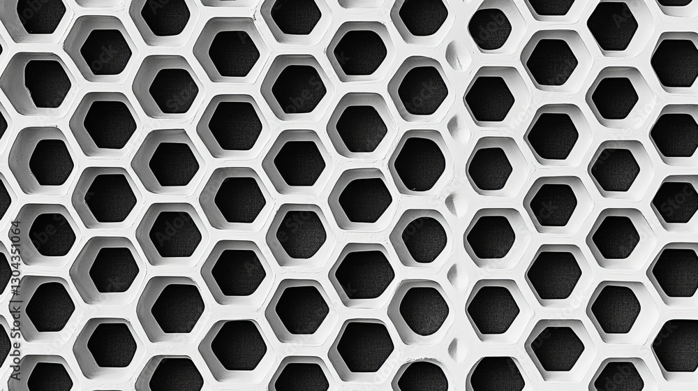 Poster black-and-white honeycomb hexagonal pattern
