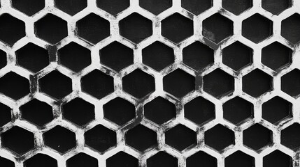 Fototapeta premium Black-and-white honeycomb hexagonal pattern 