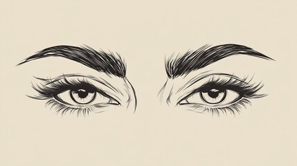 Fototapeta premium Brow bar logo with hand-drawn eyebrows.