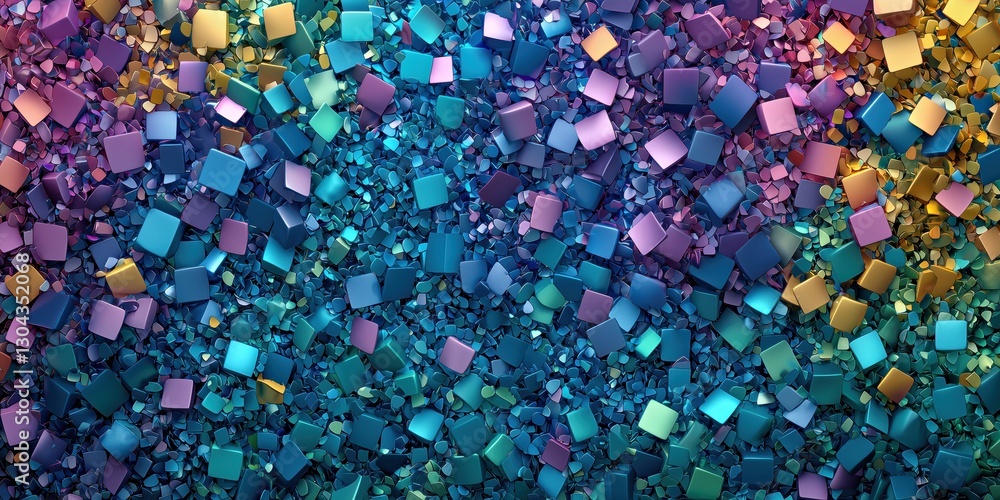 Poster colorful reflective cubes create a mesmerizing abstract pattern in a vibrant digital art piece