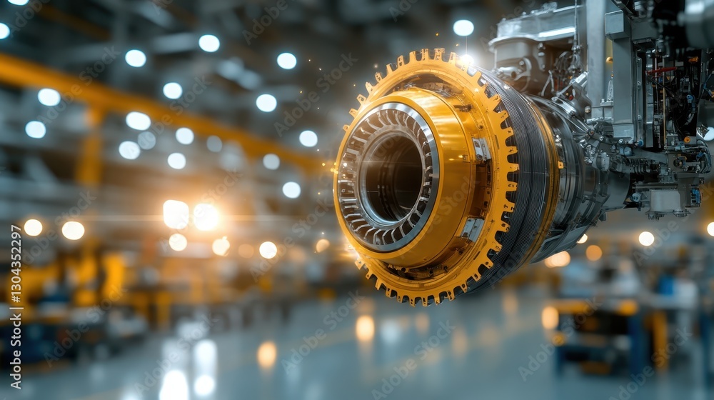Poster a highly engineered jet engine component showcases precision engineering, highlighting the intricate
