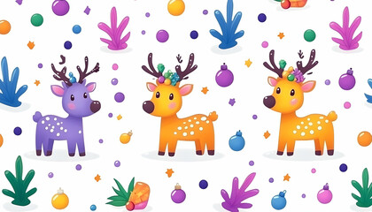 Festive reindeer pattern, winter holiday design