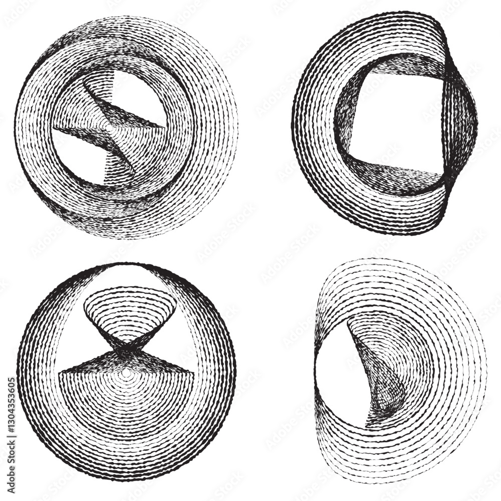 Poster rough lines in circle form . rotate rounded shape vector illustration .rotating circles form a ring.