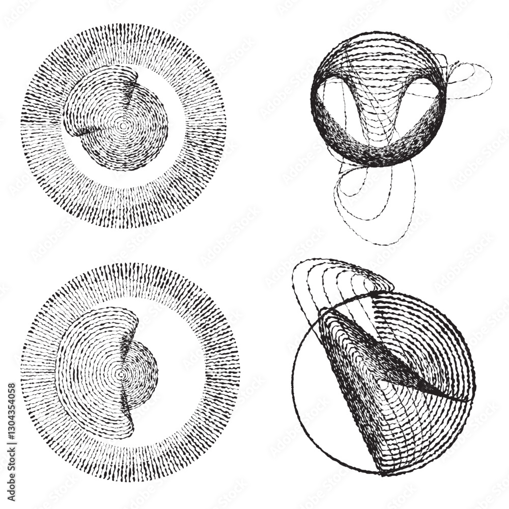 Poster rough lines in circle form . rotate rounded shape vector illustration .rotating circles form a ring.