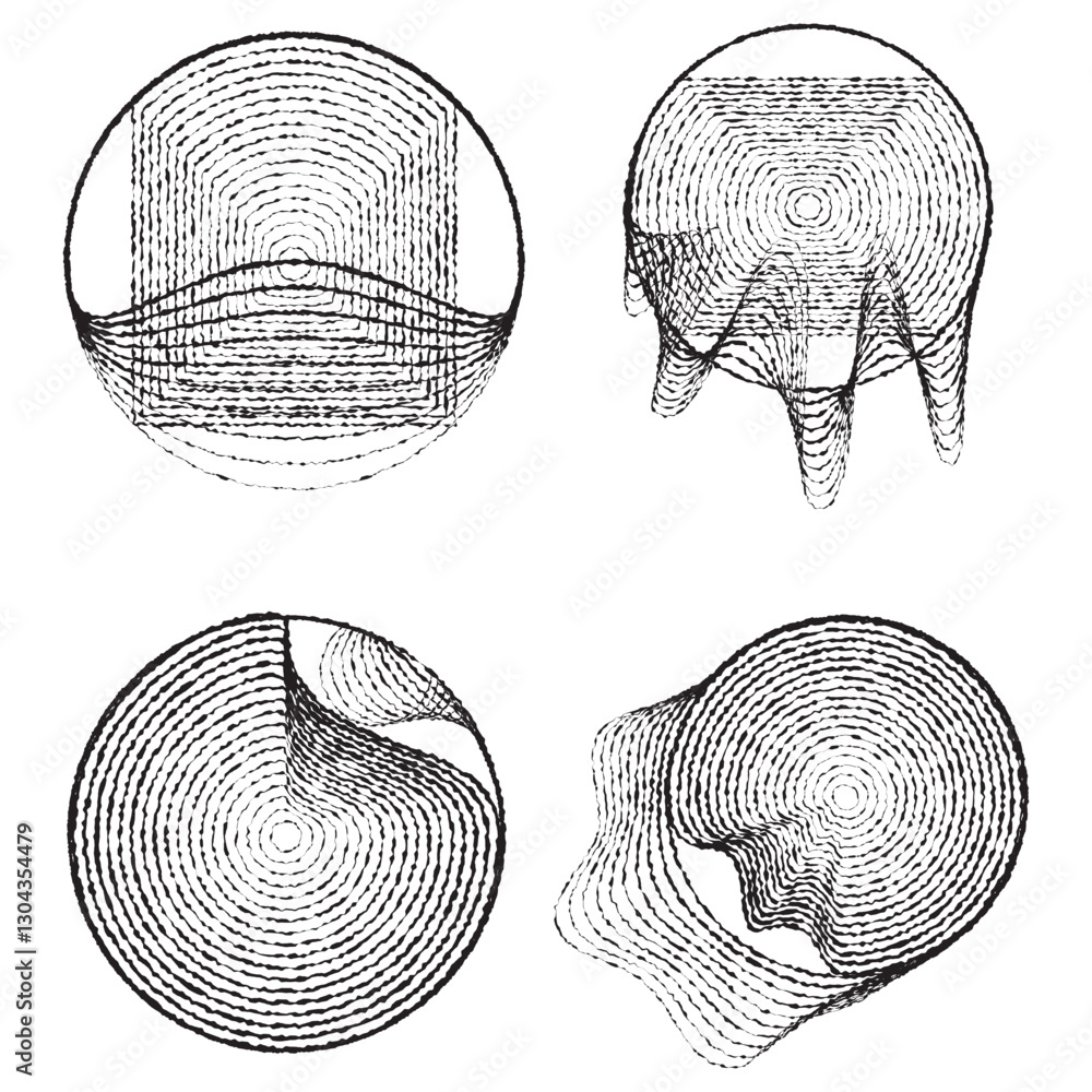 Poster rough lines in circle form . rotate rounded shape vector illustration .rotating circles form a ring.