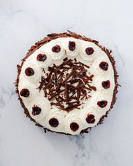 Cake - Black Forest with candied cherries, French pastry