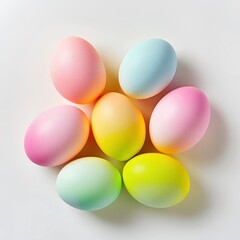 A design of Easter eggs with pastel gradients and subtle patterns,
