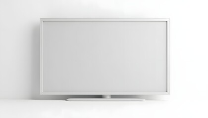 Fototapeta premium Blank white TV screen mockup on white background