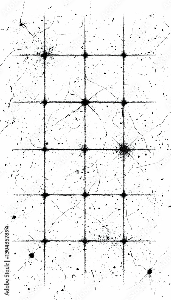 Poster grid pattern on distressed white background