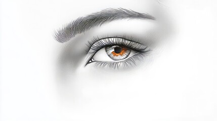 Realistic female eye, nose, and lips on a white background. 