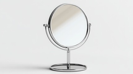Fototapeta premium Round magnifying makeup mirror on a metal stand. 