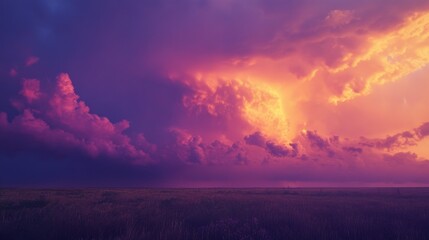 Fototapeta premium Dramatic Panorama of Skies Above Eastern Texas Panhandle at Dusk