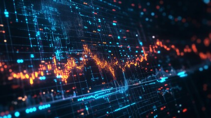 Naklejka premium Digital Dynamic Graphical Chart of Rise and Fall Data Trends