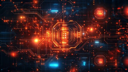 Fototapeta premium Futuristic abstract technological background with diverse elements of innovation and advancement