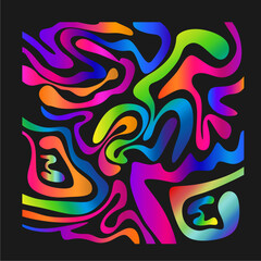 Naklejka premium Abstract shape of rainbow curved lines with black background. Abstract wavy lines colorful