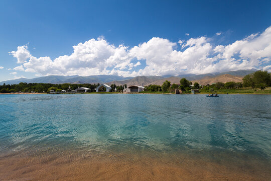 View of Issyk-Kul lake in Kyrgyzstan