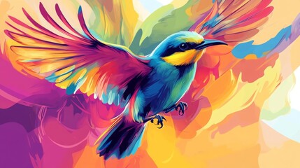 Obraz premium Vibrant, colorful vector illustration of a bird. 