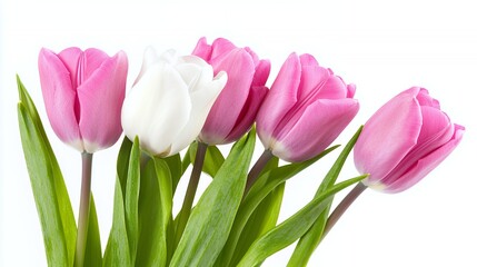 Fototapeta premium Pink and White Tulips Bouquet Close Up