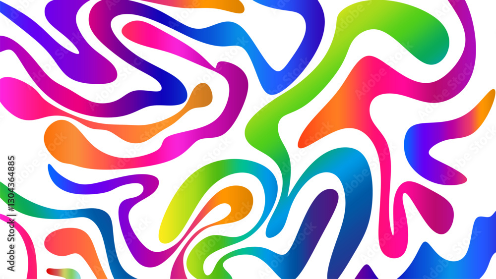 Poster abstract shape of rainbow colored curved lines with background. abstract wavy colorful lines