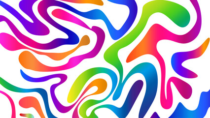 Abstract shape of rainbow colored curved lines with background. Abstract wavy colorful lines