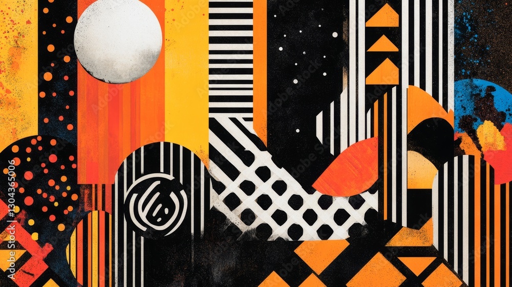 Poster vibrant abstract illustration with dynamic shapes and patterns