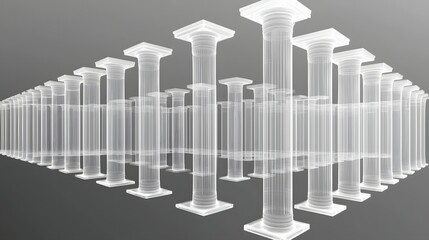 Obraz premium Abstract Architectural Visualization of Transparent Columns in a Minimalist Space