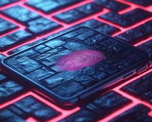 Fingerprint Scan on Phone, Stone Keyboard