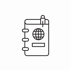 Passport international travel document icon vector sign