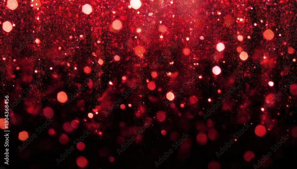 Aufkleber shimmering red glitter icicles with glowing bokeh lights on dark background, festive abstract backdr
