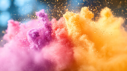 Fototapeta premium Colorful Explosion of Vibrant Powders in Abstract Motion Against Blurred Background
