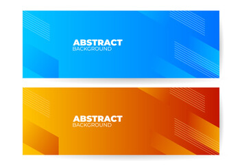 Abstract Backgrounds in Blue and Orange with Geometric Patterns and Lines