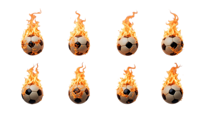 Flaming Soccer Ball in Blaze isolated on png