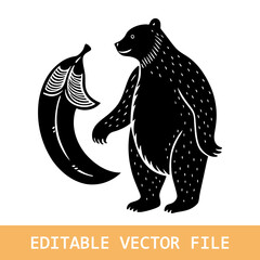 bear with banana silhouette
