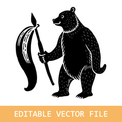 bear with banana vector silhouette
