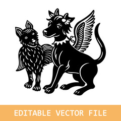 Cute funny pug in love, dressed as Cupid, with wings,