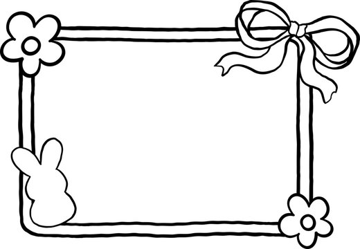 Easter School Blackboard Cartoon Hand Drawn Outline black and white