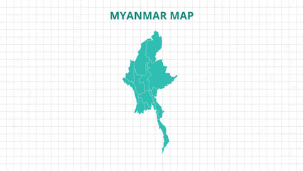 Fototapeta premium A Map highlighting Myanmar Map, Myanmar modern map with Grey Color Hi detailed Vector, geographical borders